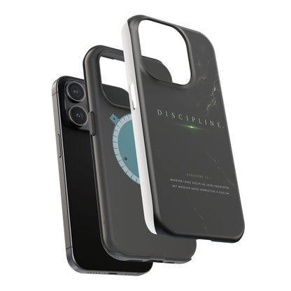Phone Case for iPhone 17 / 16 / 15 / 14 Pro Max – Discipline | Black Marble Emerald Green | MagSafe Compatible