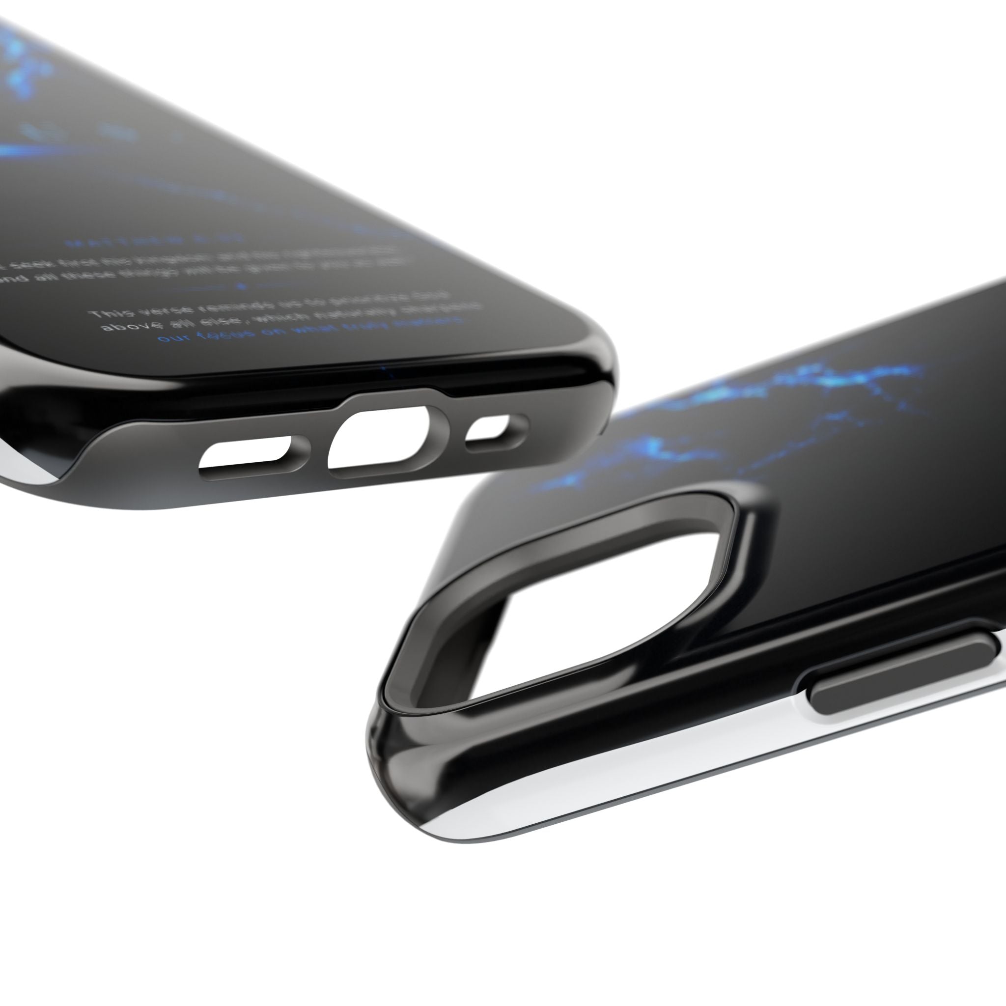 Phone Case for iPhone 17 / 16 / 15 / 14 Pro Max – Discipline | Black Marble Deep Blue | MagSafe Compatible