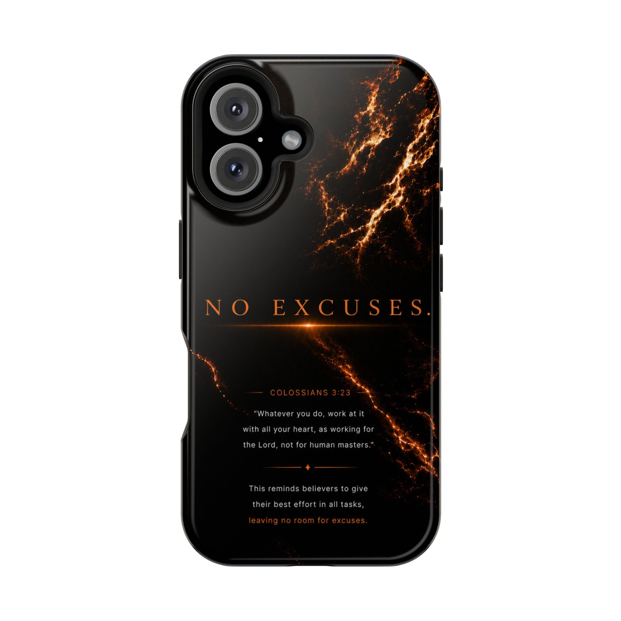 Phone Case for iPhone 17 / 16 / 15 / 14 Pro Max – Discipline | Black Marble Orange | MagSafe Compatible