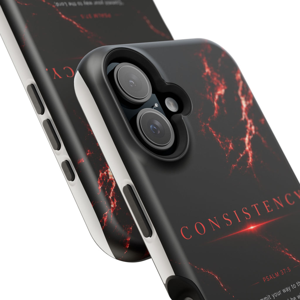 Phone Case for iPhone 17 / 16 / 15 / 14 Pro Max – Discipline | Black Marble Dark Red | MagSafe Compatible