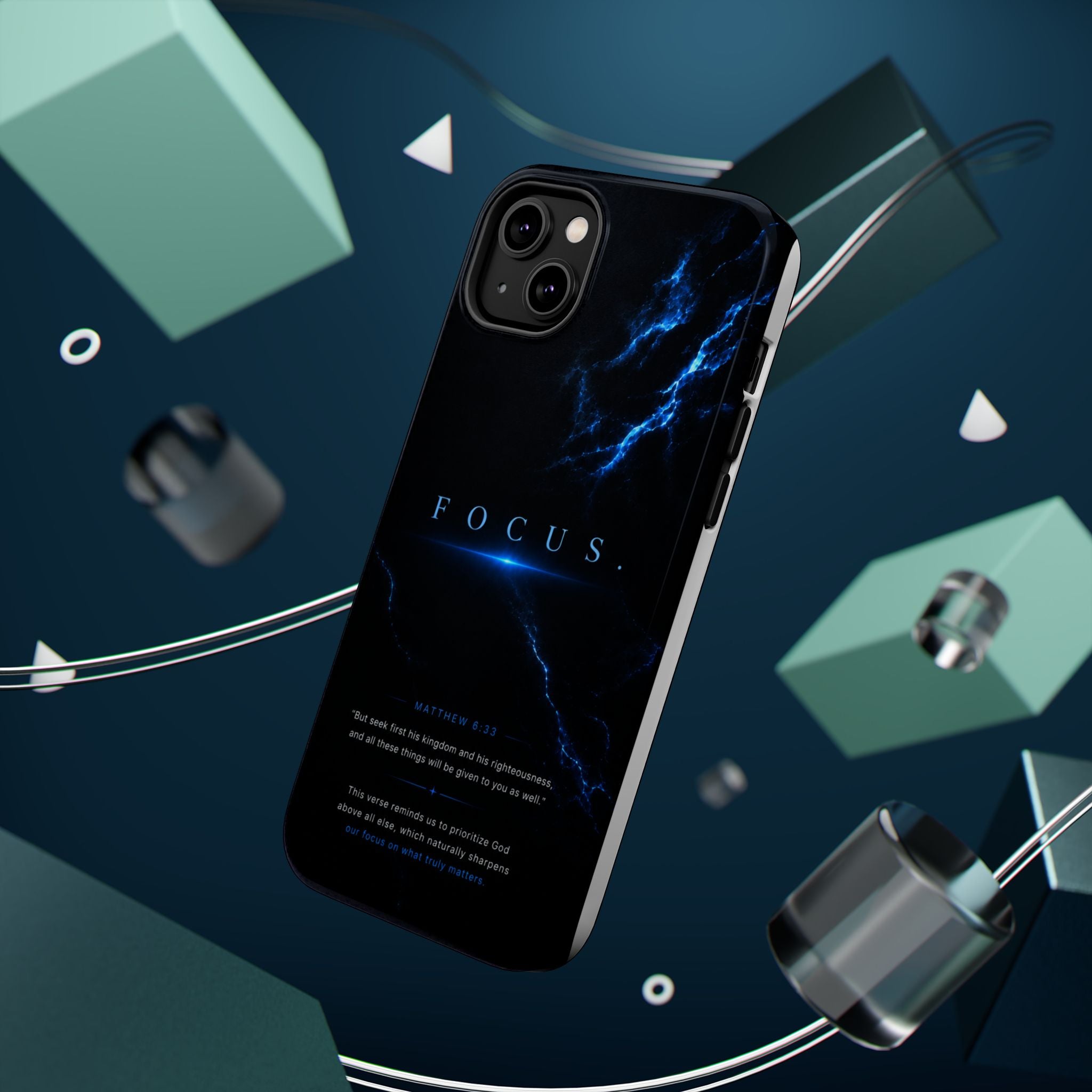 Phone Case for iPhone 17 / 16 / 15 / 14 Pro Max – Discipline | Black Marble Deep Blue | MagSafe Compatible