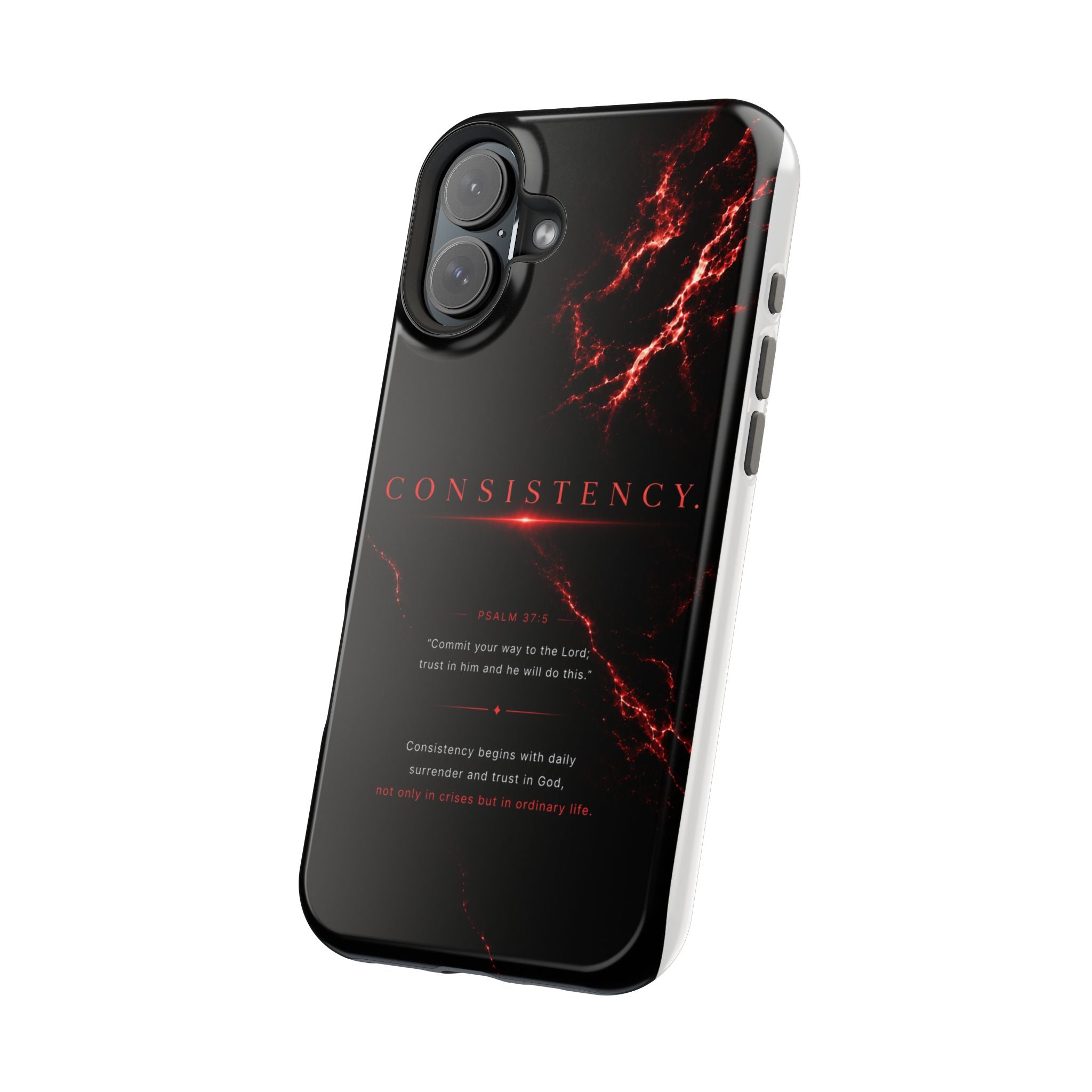 Phone Case for iPhone 17 / 16 / 15 / 14 Pro Max – Discipline | Black Marble Dark Red | MagSafe Compatible