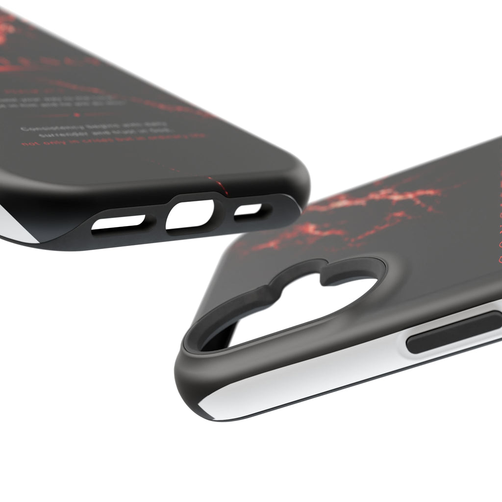 Phone Case for iPhone 17 / 16 / 15 / 14 Pro Max – Discipline | Black Marble Dark Red | MagSafe Compatible