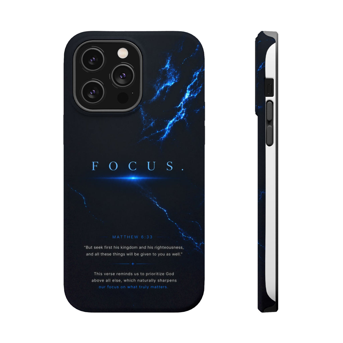 Phone Case for iPhone 17 / 16 / 15 / 14 Pro Max – Discipline | Black Marble Deep Blue | MagSafe Compatible