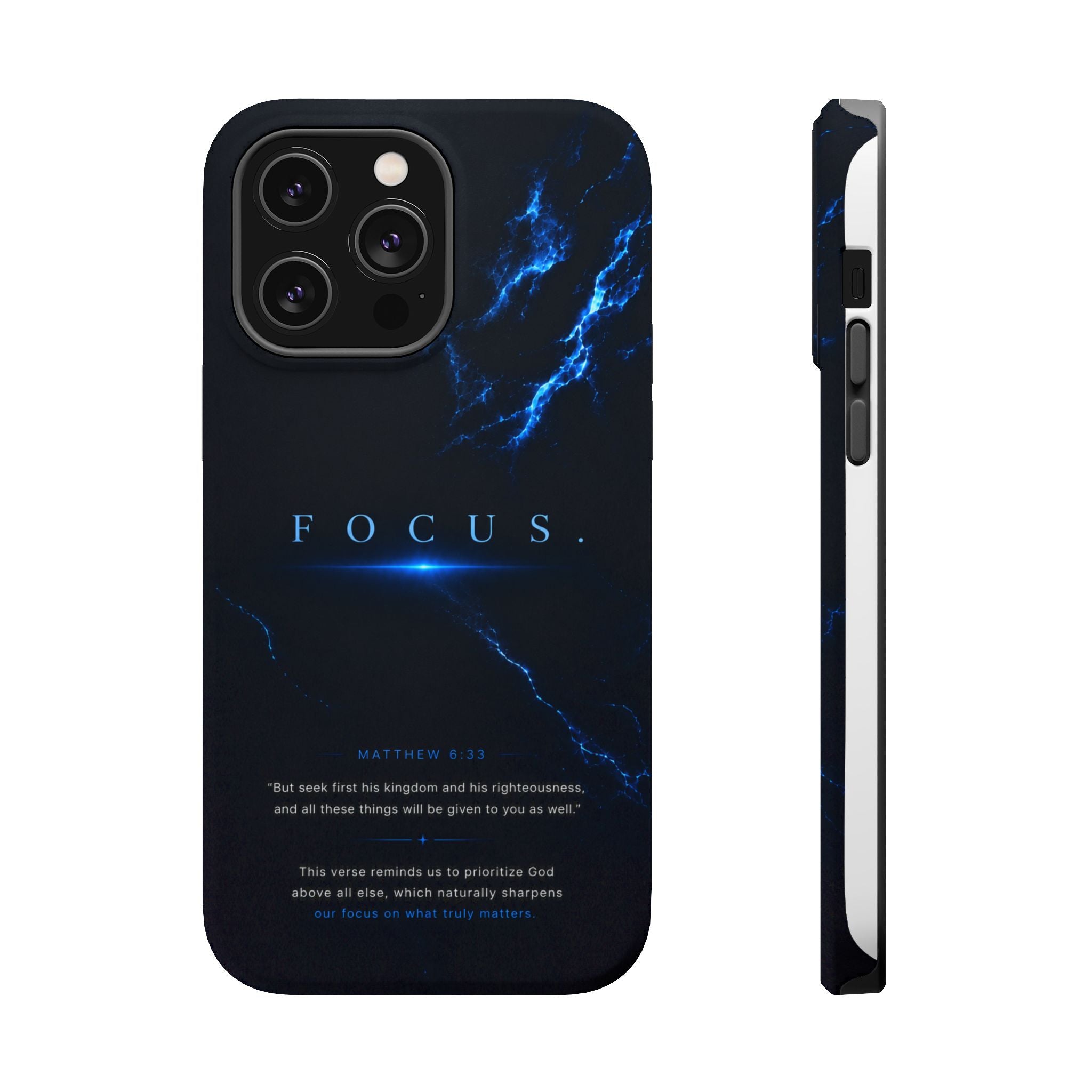 Phone Case for iPhone 17 / 16 / 15 / 14 Pro Max – Discipline | Black Marble Deep Blue | MagSafe Compatible