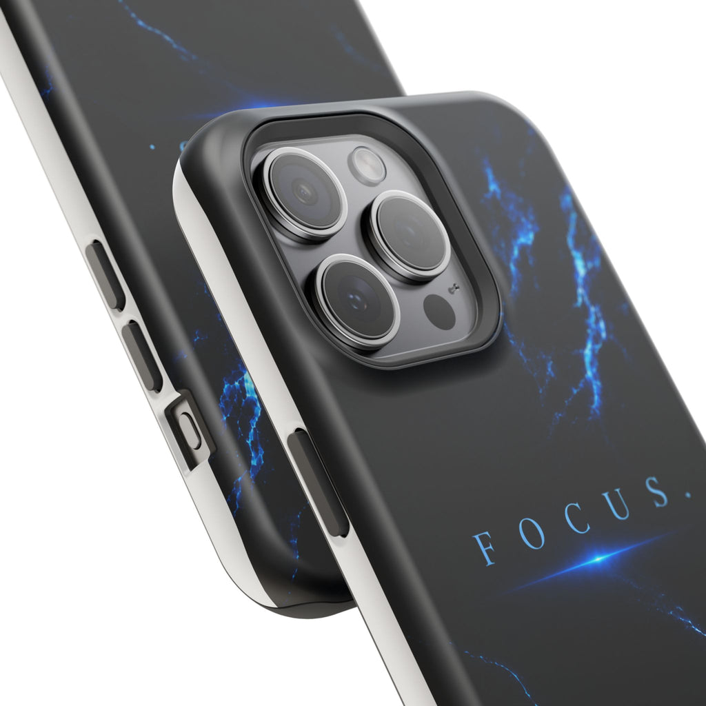 Phone Case for iPhone 17 / 16 / 15 / 14 Pro Max – Discipline | Black Marble Deep Blue | MagSafe Compatible