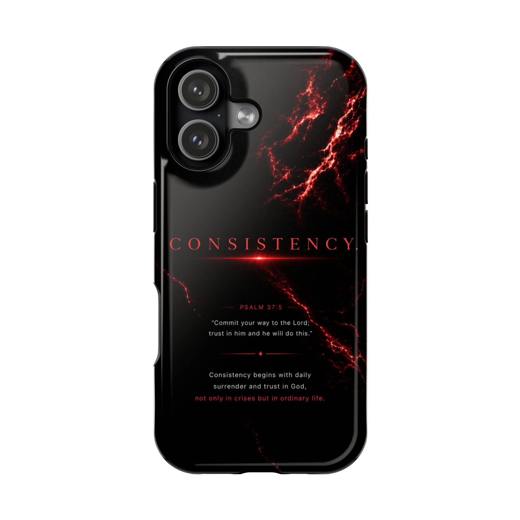 Phone Case for iPhone 17 / 16 / 15 / 14 Pro Max – Discipline | Black Marble Dark Red | MagSafe Compatible