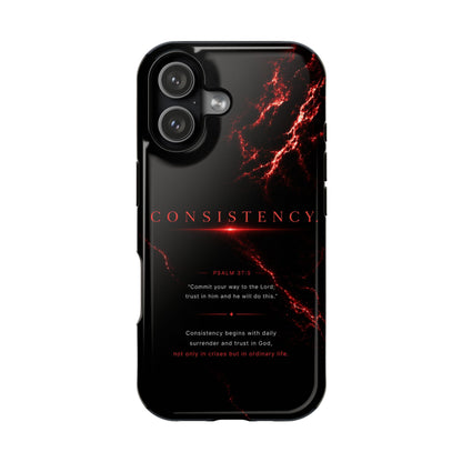 Phone Case for iPhone 17 / 16 / 15 / 14 Pro Max – Discipline | Black Marble Dark Red | MagSafe Compatible