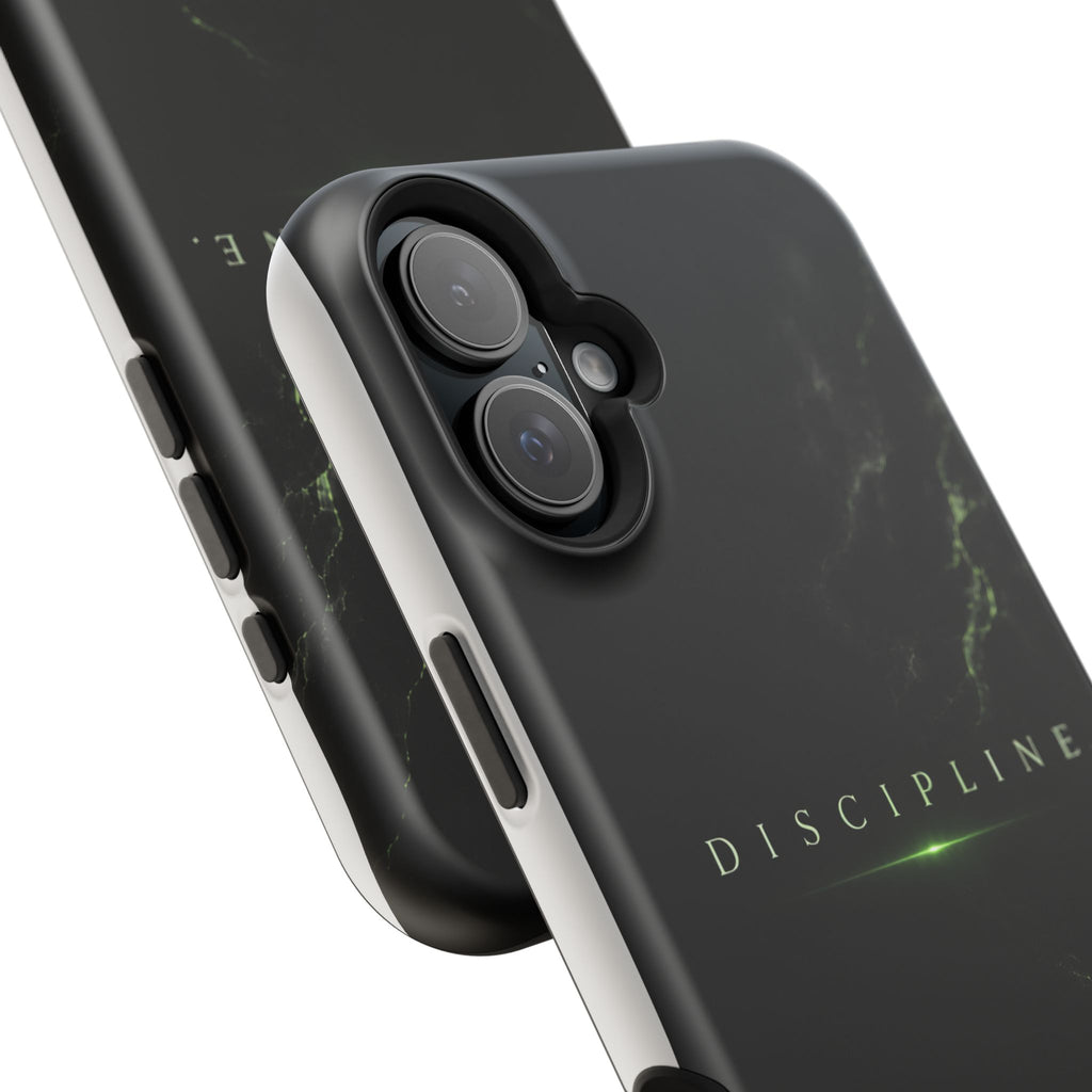 Phone Case for iPhone 17 / 16 / 15 / 14 Pro Max – Discipline | Black Marble Emerald Green | MagSafe Compatible