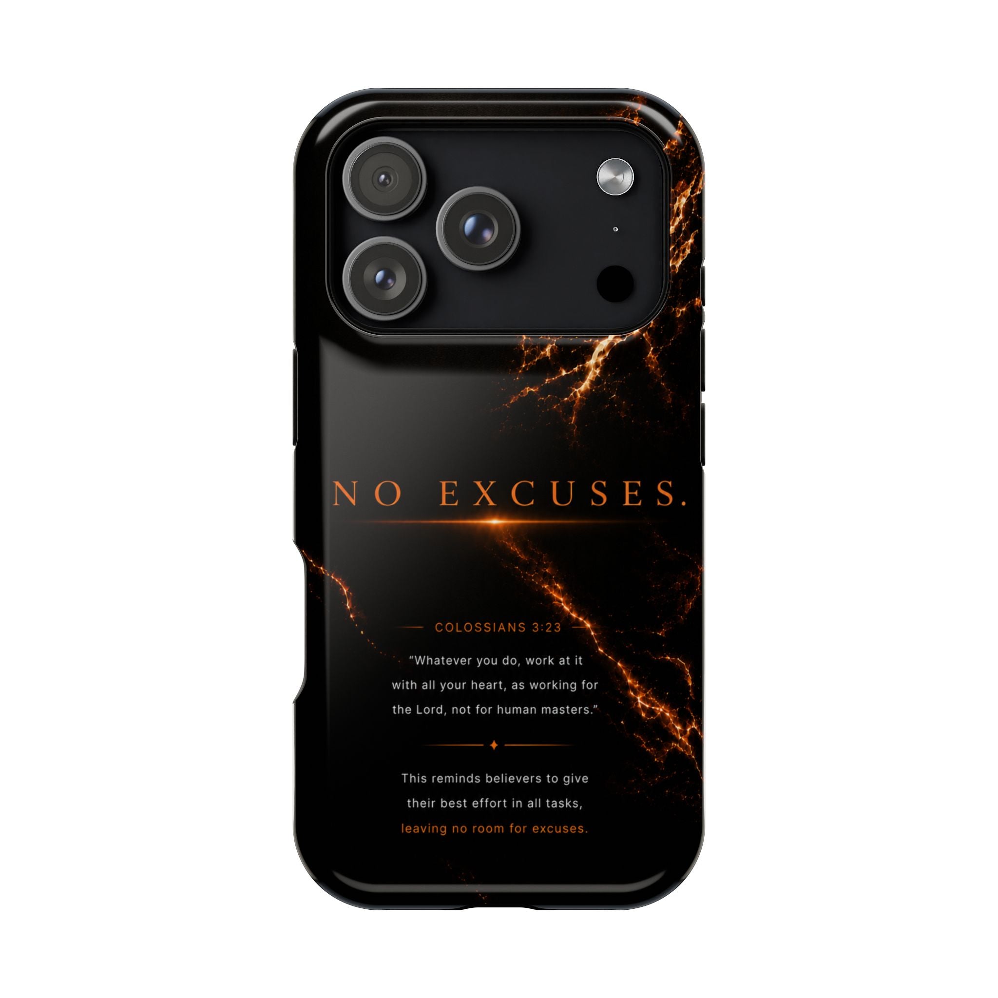 Phone Case for iPhone 17 / 16 / 15 / 14 Pro Max – Discipline | Black Marble Orange | MagSafe Compatible