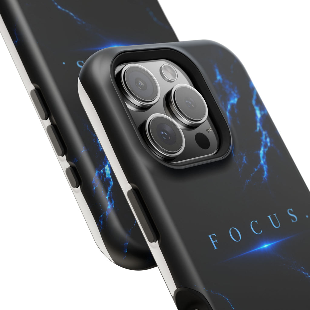 Phone Case for iPhone 17 / 16 / 15 / 14 Pro Max – Discipline | Black Marble Deep Blue | MagSafe Compatible