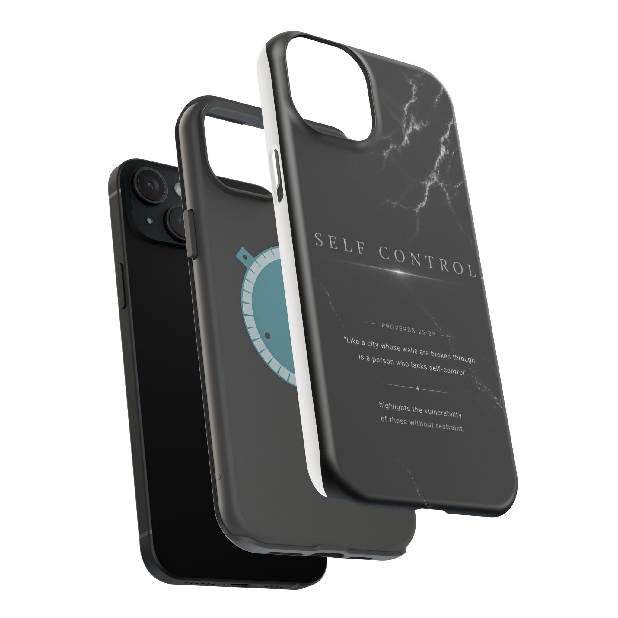 Phone Case for iPhone 17 / 16 / 15 / 14 Pro Max – Discipline | Black Marble Monochrome | MagSafe Compatible