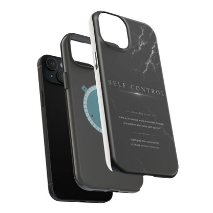 Phone Case for iPhone 17 / 16 / 15 / 14 Pro Max – Discipline | Black Marble Monochrome | MagSafe Compatible