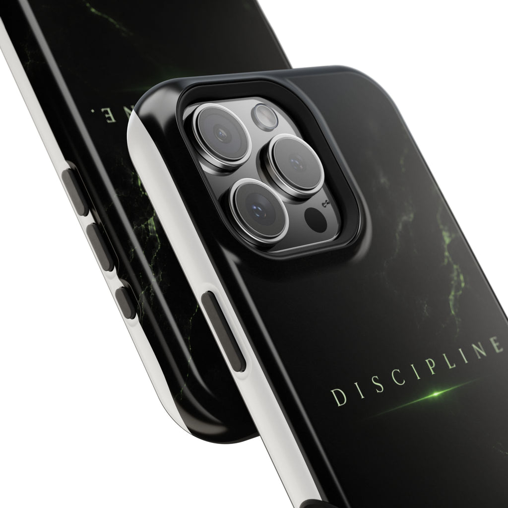 Phone Case for iPhone 17 / 16 / 15 / 14 Pro Max – Discipline | Black Marble Emerald Green | MagSafe Compatible
