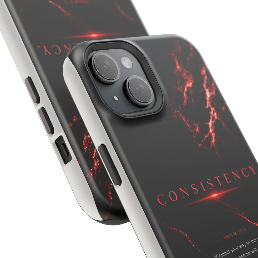 Phone Case for iPhone 17 / 16 / 15 / 14 Pro Max – Discipline | Black Marble Dark Red | MagSafe Compatible