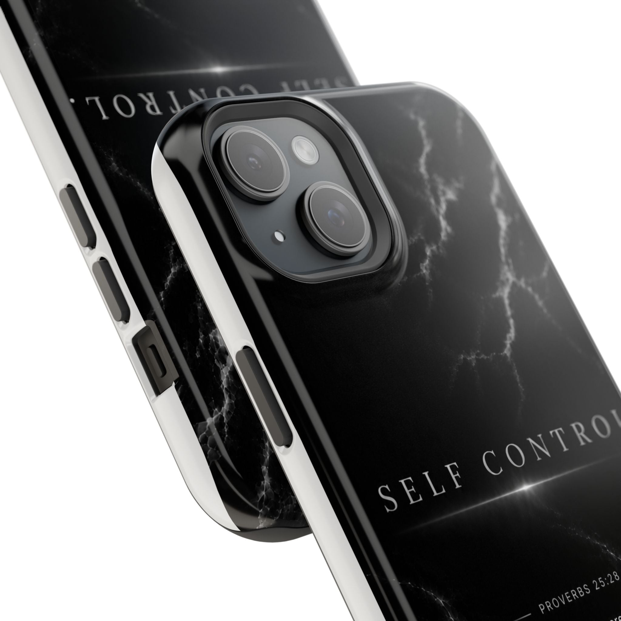 Phone Case for iPhone 17 / 16 / 15 / 14 Pro Max – Discipline | Black Marble Monochrome | MagSafe Compatible