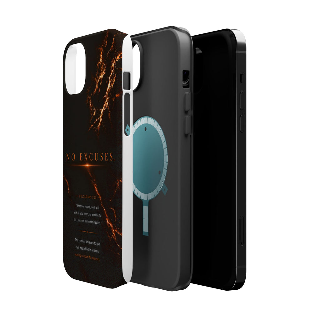Phone Case for iPhone 17 / 16 / 15 / 14 Pro Max – Discipline | Black Marble Orange | MagSafe Compatible