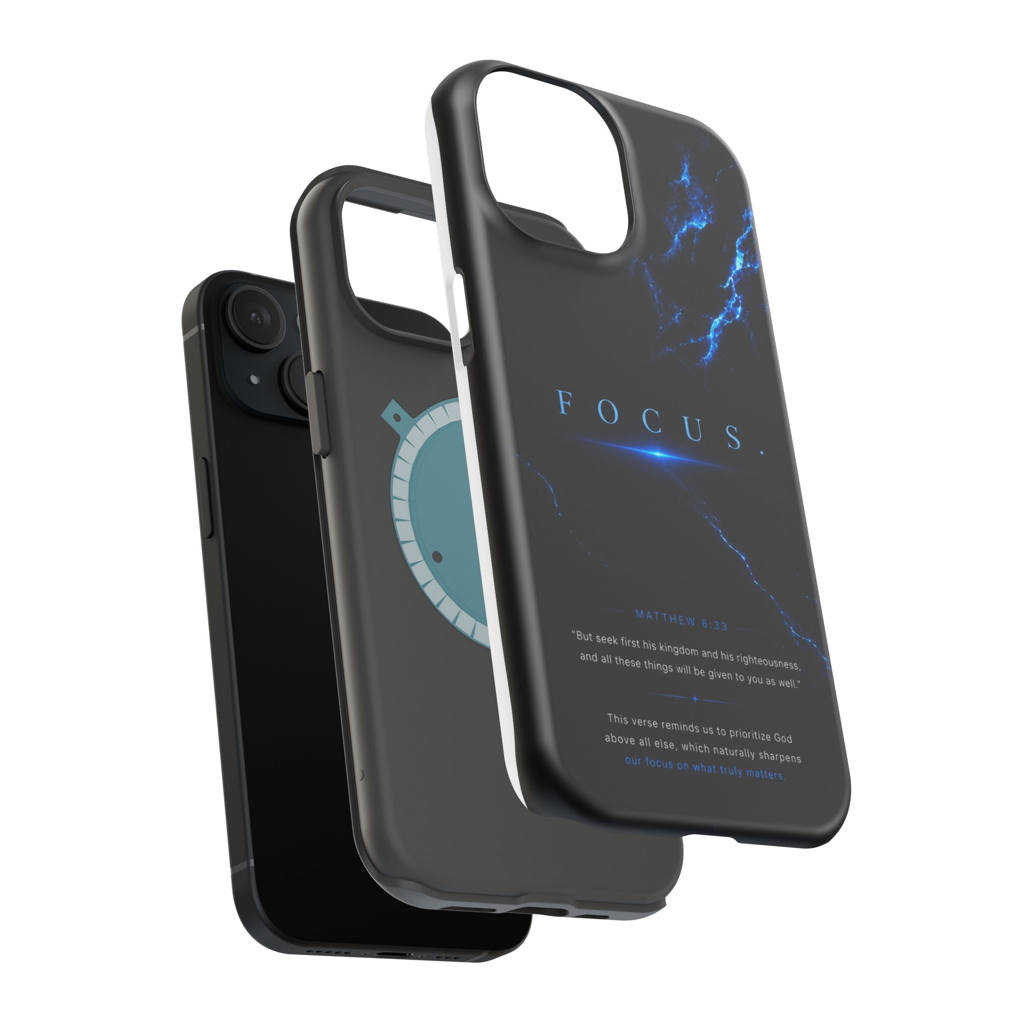 Phone Case for iPhone 17 / 16 / 15 / 14 Pro Max – Discipline | Black Marble Deep Blue | MagSafe Compatible