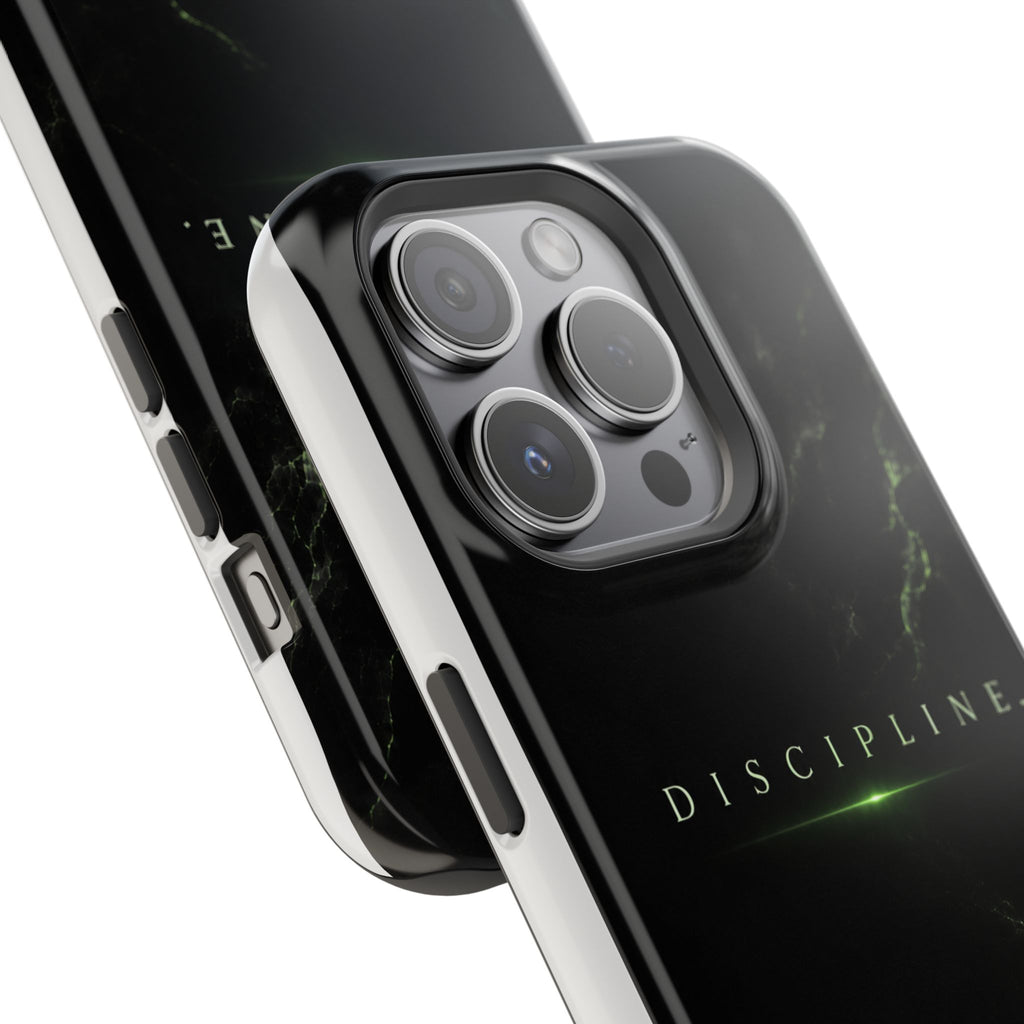 Phone Case for iPhone 17 / 16 / 15 / 14 Pro Max – Discipline | Black Marble Emerald Green | MagSafe Compatible