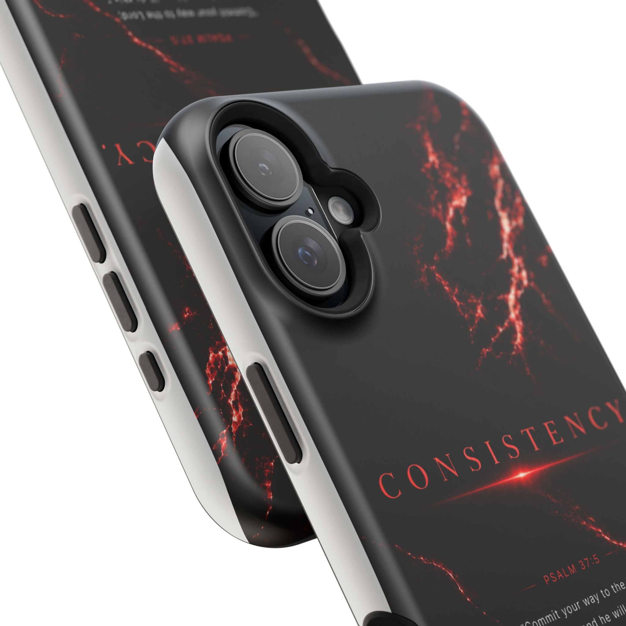 Phone Case for iPhone 17 / 16 / 15 / 14 Pro Max – Discipline | Black Marble Dark Red | MagSafe Compatible