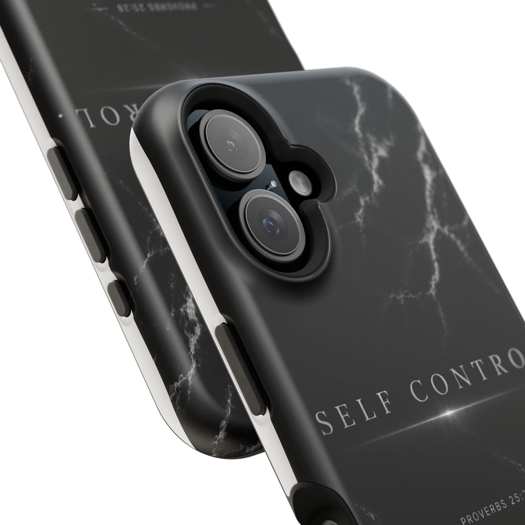 Phone Case for iPhone 17 / 16 / 15 / 14 Pro Max – Discipline | Black Marble Monochrome | MagSafe Compatible