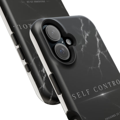 Phone Case for iPhone 17 / 16 / 15 / 14 Pro Max – Discipline | Black Marble Monochrome | MagSafe Compatible