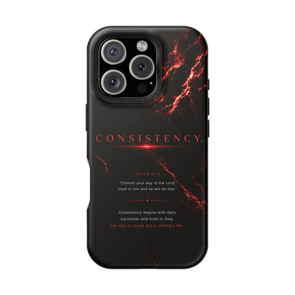 Phone Case for iPhone 17 / 16 / 15 / 14 Pro Max – Discipline | Black Marble Dark Red | MagSafe Compatible