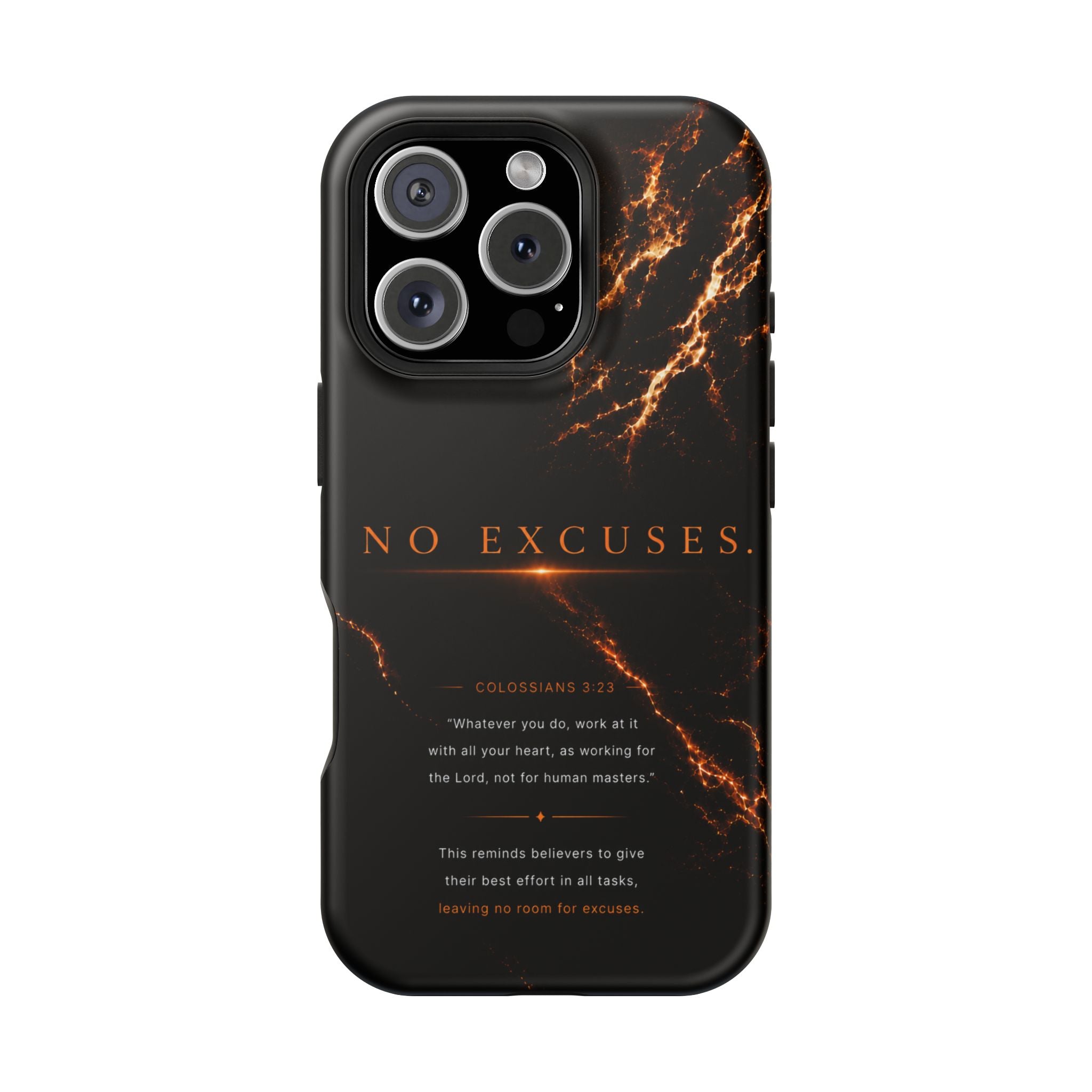 Phone Case for iPhone 17 / 16 / 15 / 14 Pro Max – Discipline | Black Marble Orange | MagSafe Compatible