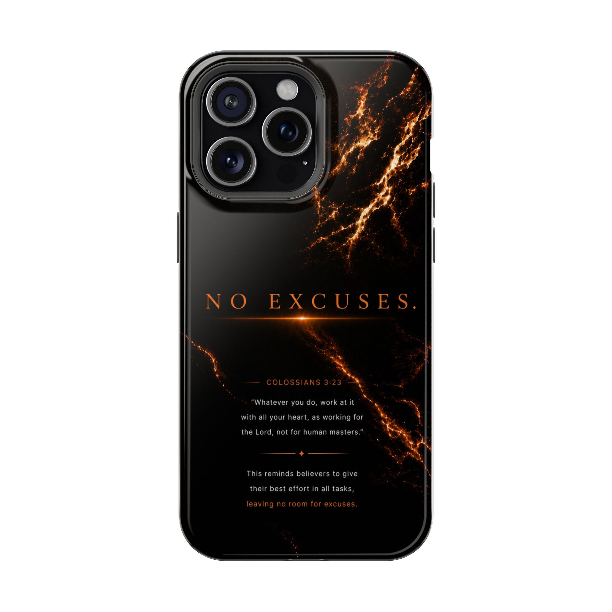 Phone Case for iPhone 17 / 16 / 15 / 14 Pro Max – Discipline | Black Marble Orange | MagSafe Compatible