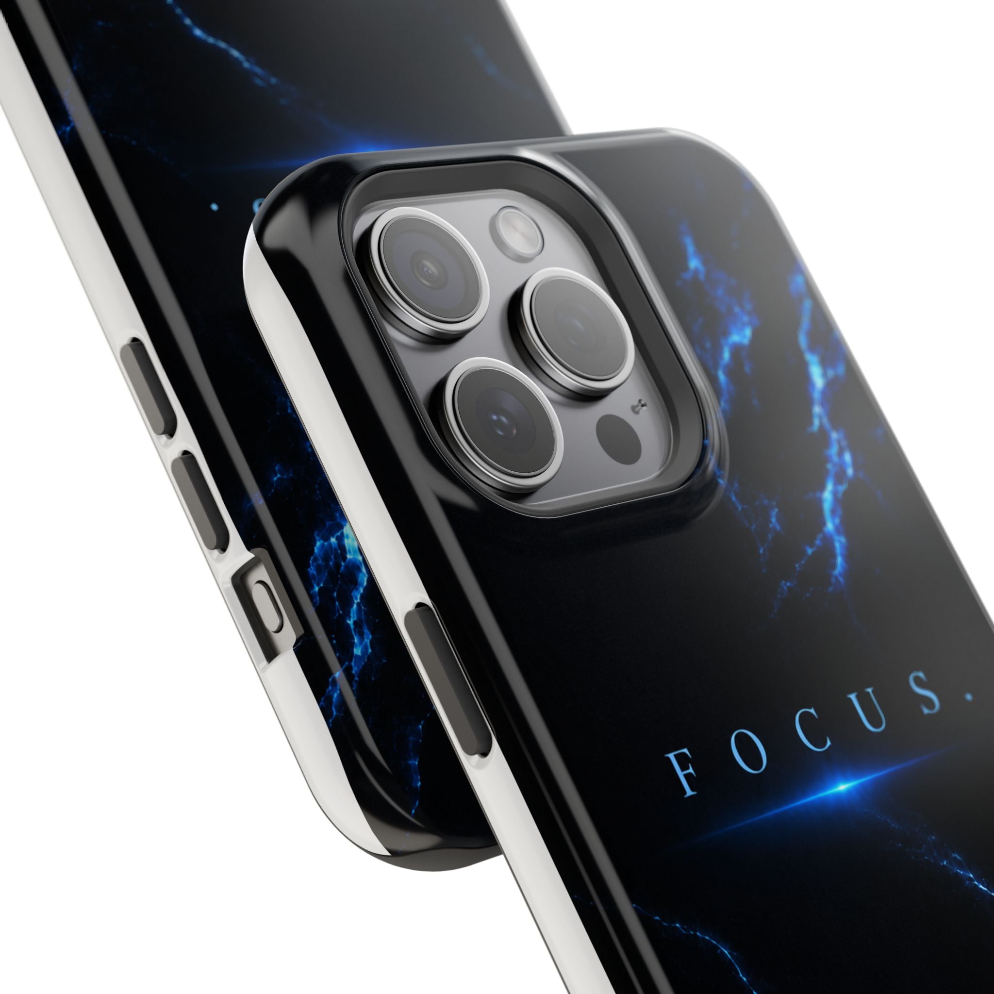 Phone Case for iPhone 17 / 16 / 15 / 14 Pro Max – Discipline | Black Marble Deep Blue | MagSafe Compatible