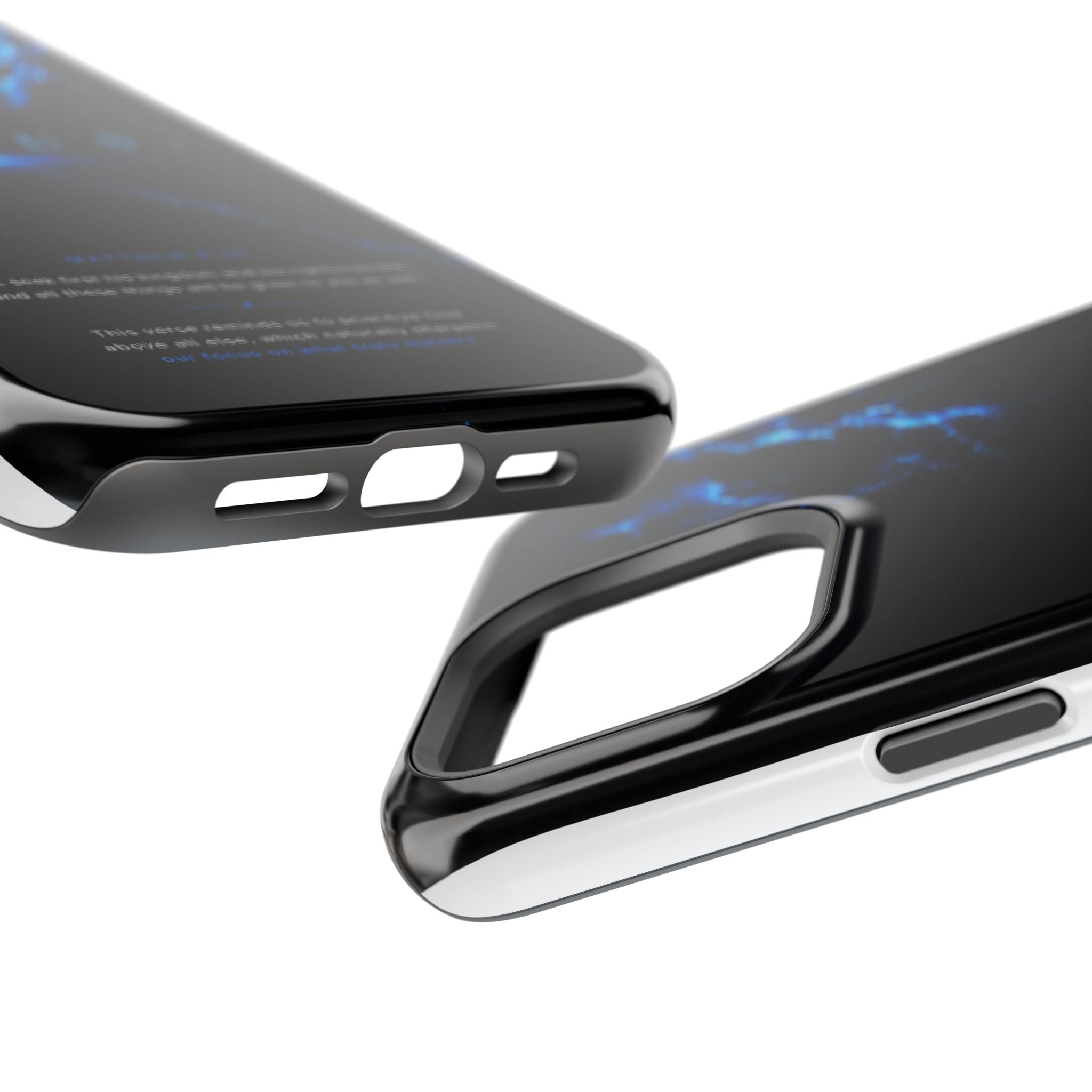 Phone Case for iPhone 17 / 16 / 15 / 14 Pro Max – Discipline | Black Marble Deep Blue | MagSafe Compatible
