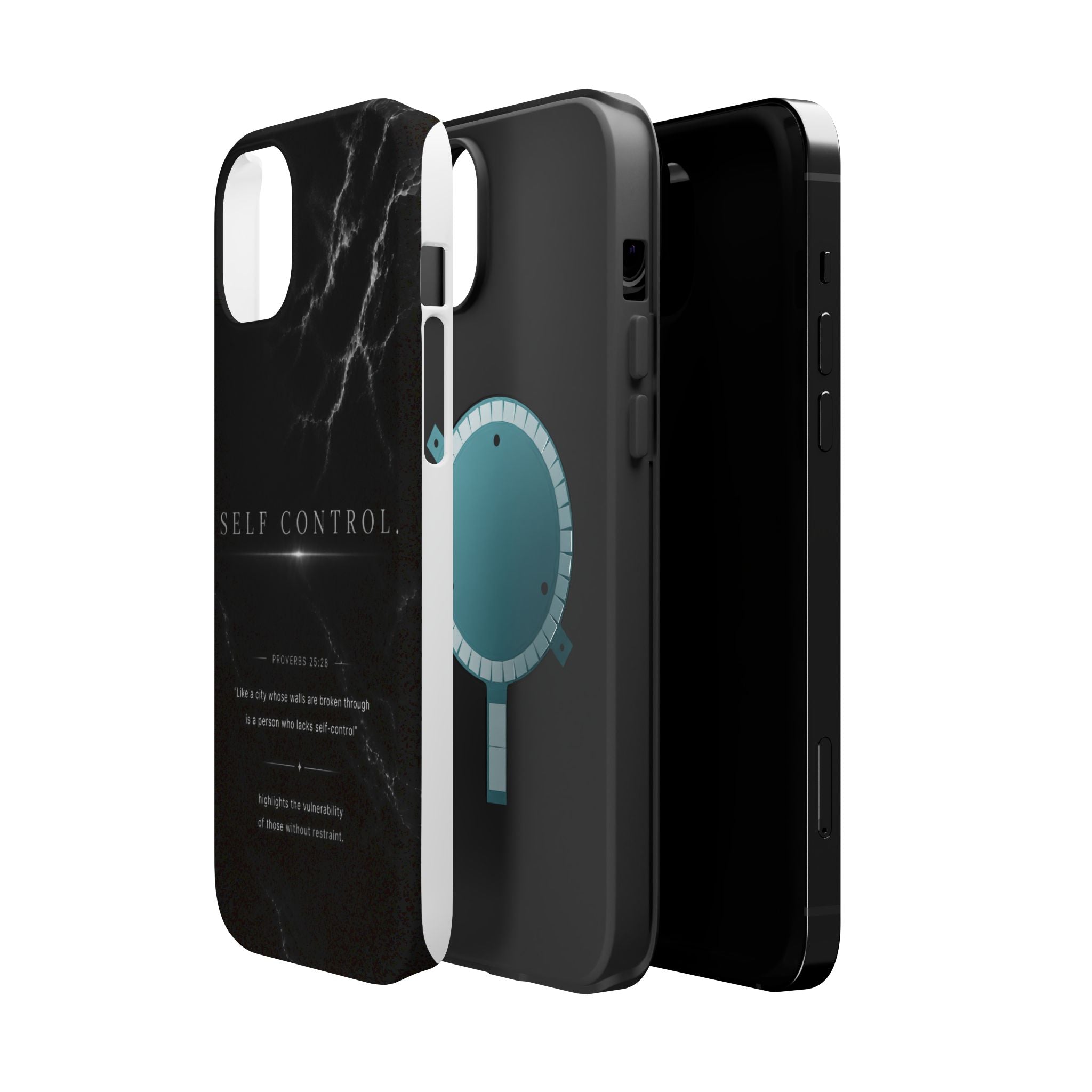 Phone Case for iPhone 17 / 16 / 15 / 14 Pro Max – Discipline | Black Marble Monochrome | MagSafe Compatible