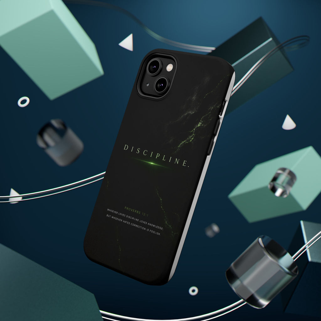 Phone Case for iPhone 17 / 16 / 15 / 14 Pro Max – Discipline | Black Marble Emerald Green | MagSafe Compatible