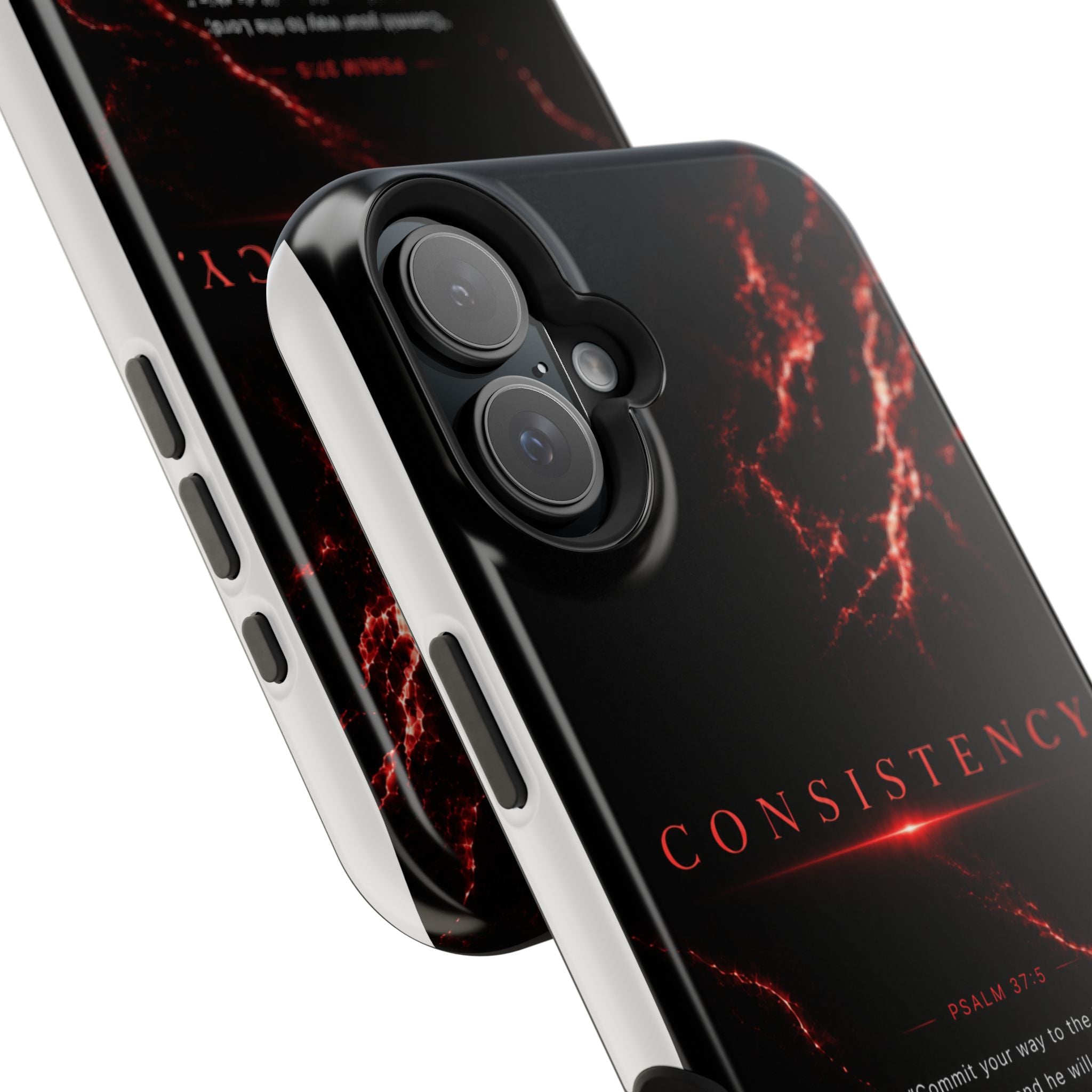 Phone Case for iPhone 17 / 16 / 15 / 14 Pro Max – Discipline | Black Marble Dark Red | MagSafe Compatible