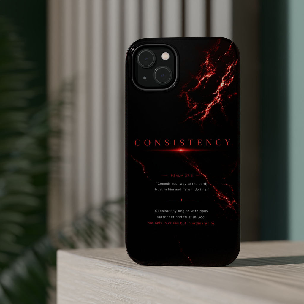 Phone Case for iPhone 17 / 16 / 15 / 14 Pro Max – Discipline | Black Marble Dark Red | MagSafe Compatible