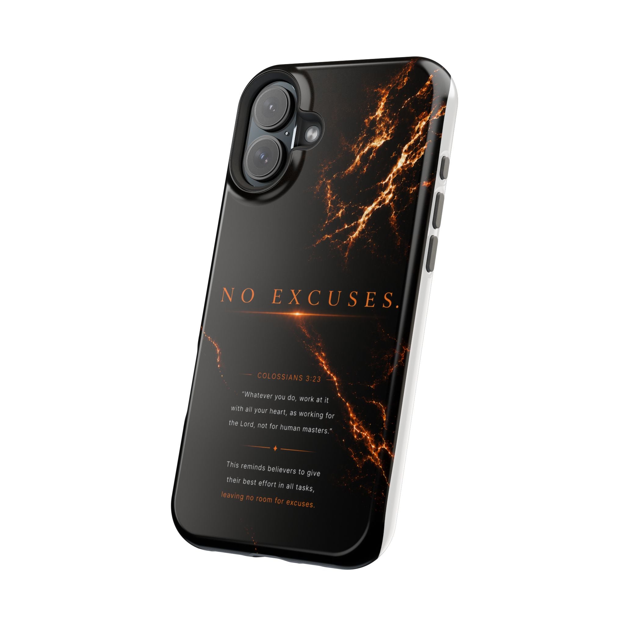 Phone Case for iPhone 17 / 16 / 15 / 14 Pro Max – Discipline | Black Marble Orange | MagSafe Compatible