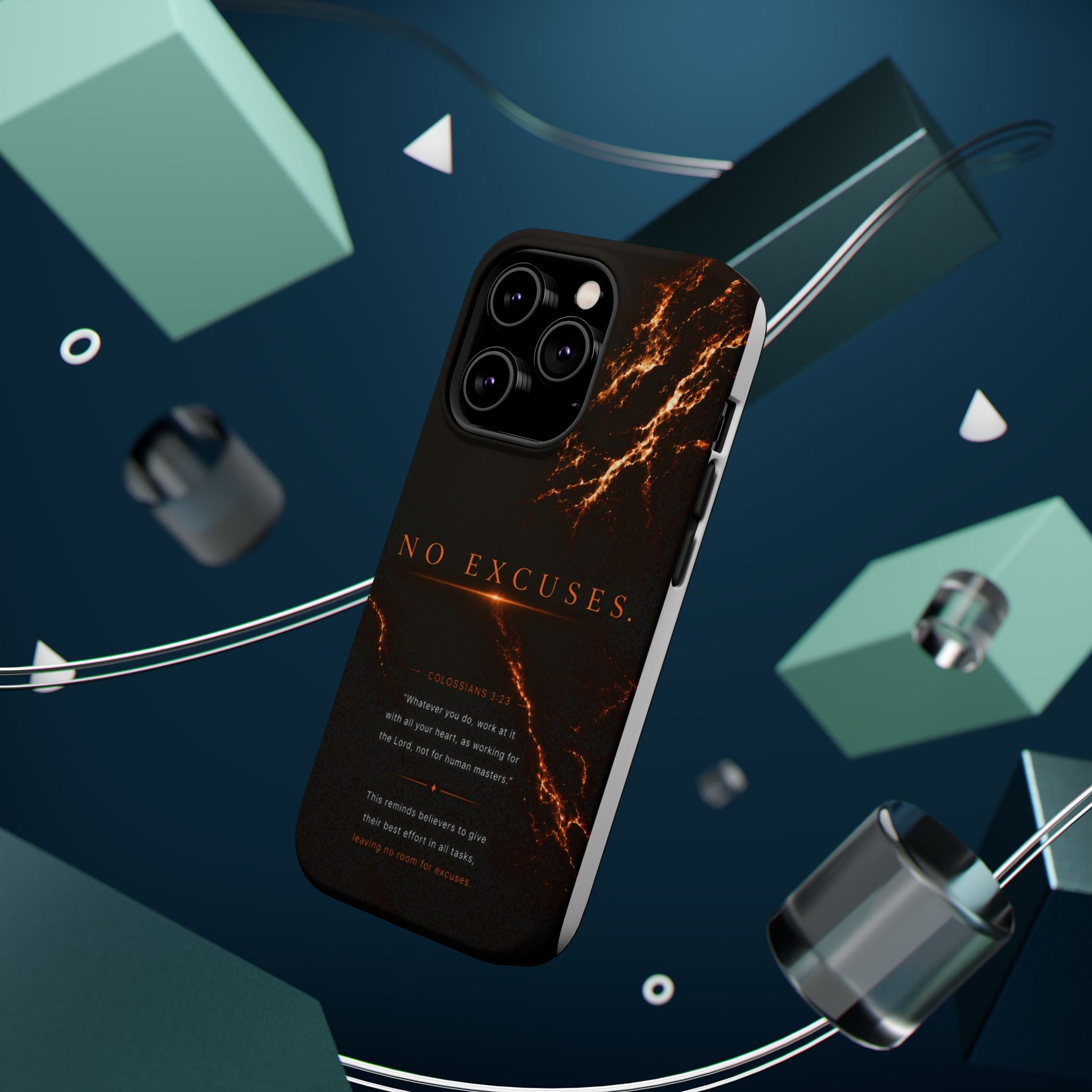 Phone Case for iPhone 17 / 16 / 15 / 14 Pro Max – Discipline | Black Marble Orange | MagSafe Compatible