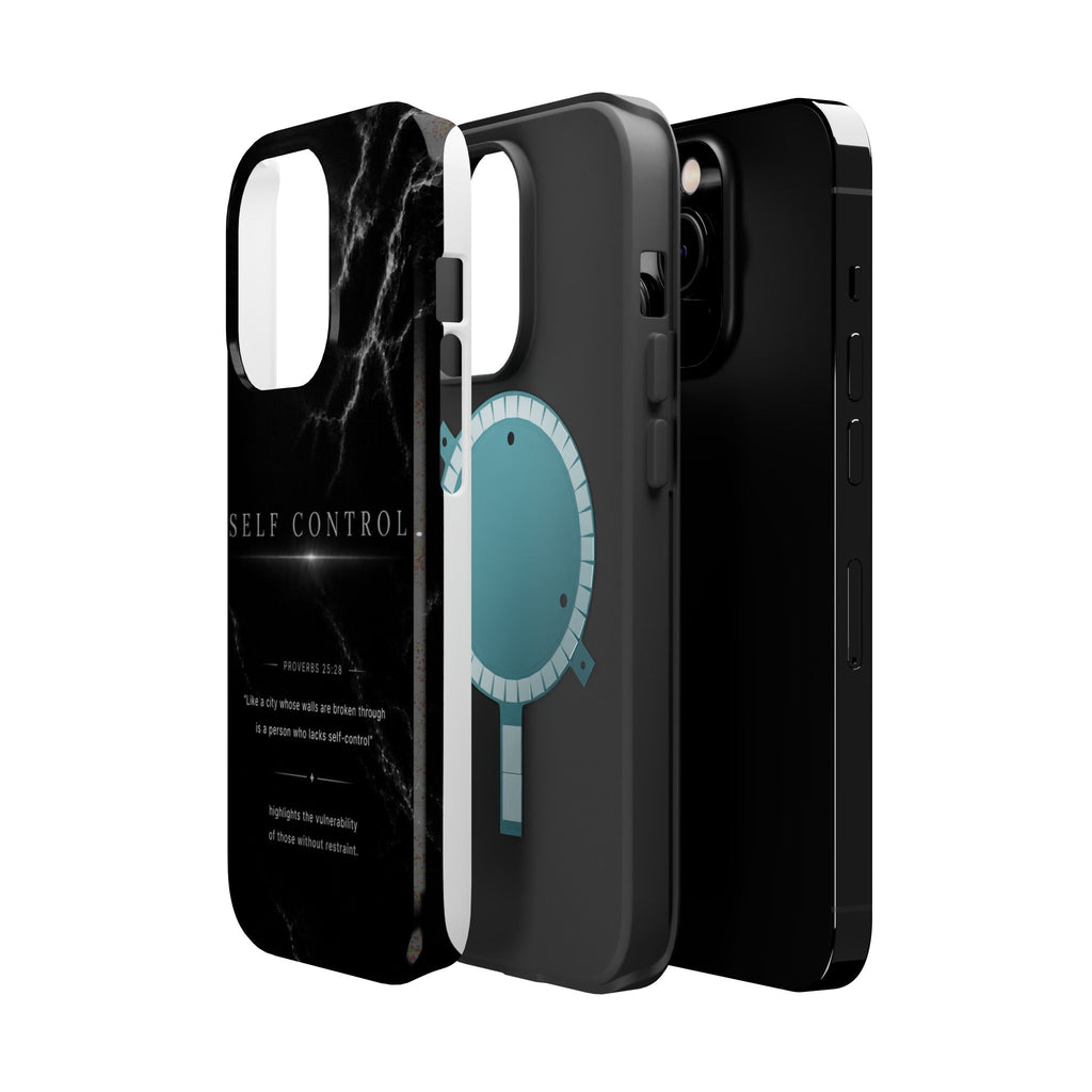Phone Case for iPhone 17 / 16 / 15 / 14 Pro Max – Discipline | Black Marble Monochrome | MagSafe Compatible