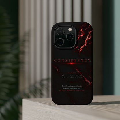 Phone Case for iPhone 17 / 16 / 15 / 14 Pro Max – Discipline | Black Marble Dark Red | MagSafe Compatible