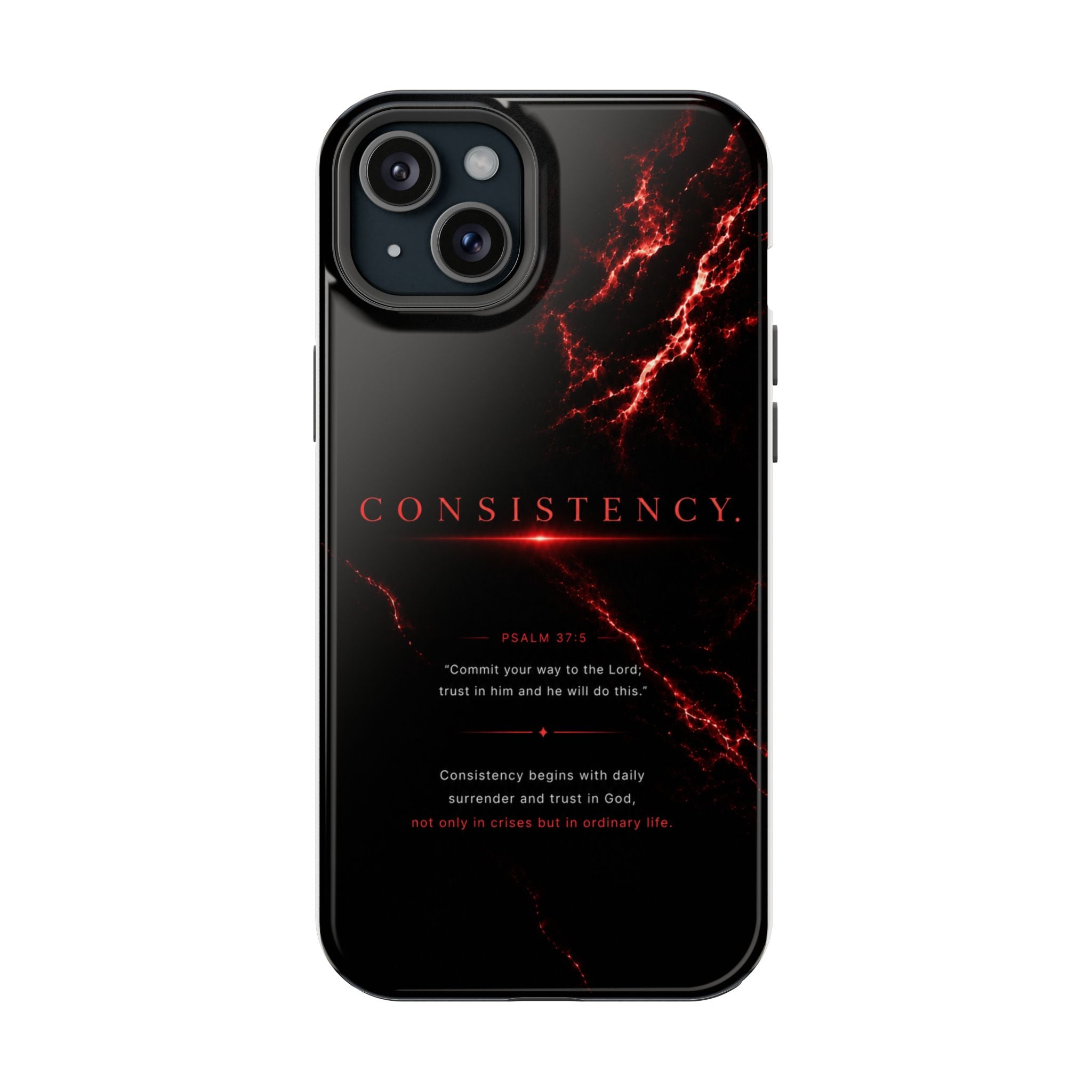 Phone Case for iPhone 17 / 16 / 15 / 14 Pro Max – Discipline | Black Marble Dark Red | MagSafe Compatible