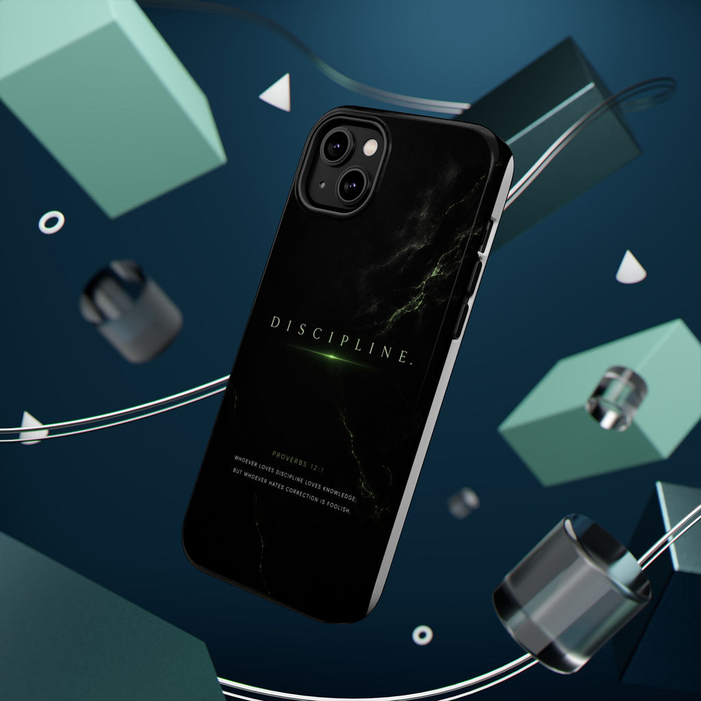 Phone Case for iPhone 17 / 16 / 15 / 14 Pro Max – Discipline | Black Marble Emerald Green | MagSafe Compatible