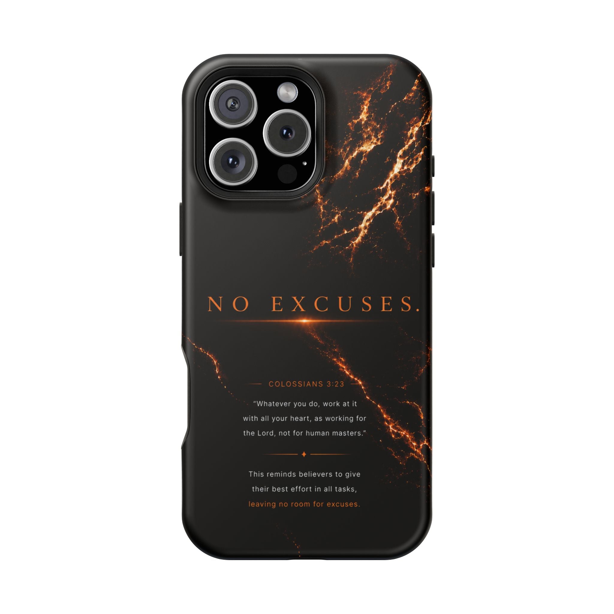 Phone Case for iPhone 17 / 16 / 15 / 14 Pro Max – Discipline | Black Marble Orange | MagSafe Compatible
