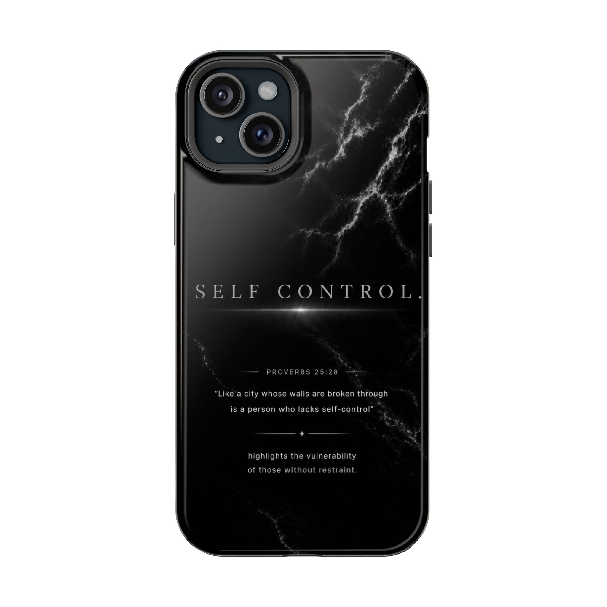 Phone Case for iPhone 17 / 16 / 15 / 14 Pro Max – Discipline | Black Marble Monochrome | MagSafe Compatible