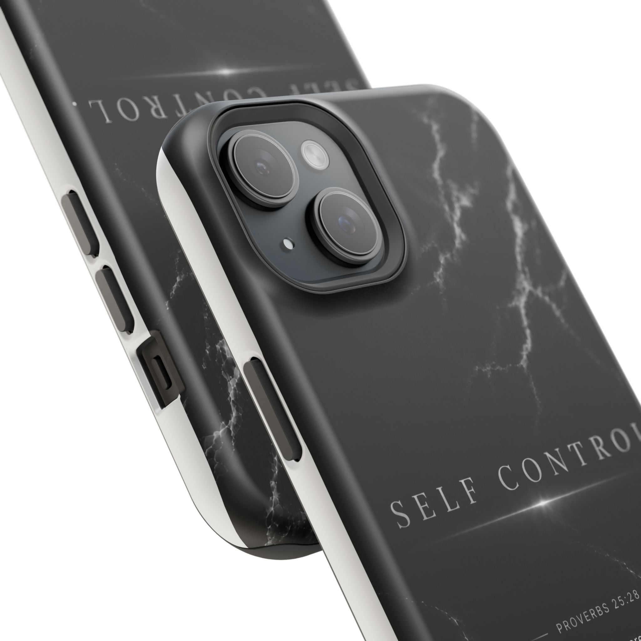 Phone Case for iPhone 17 / 16 / 15 / 14 Pro Max – Discipline | Black Marble Monochrome | MagSafe Compatible