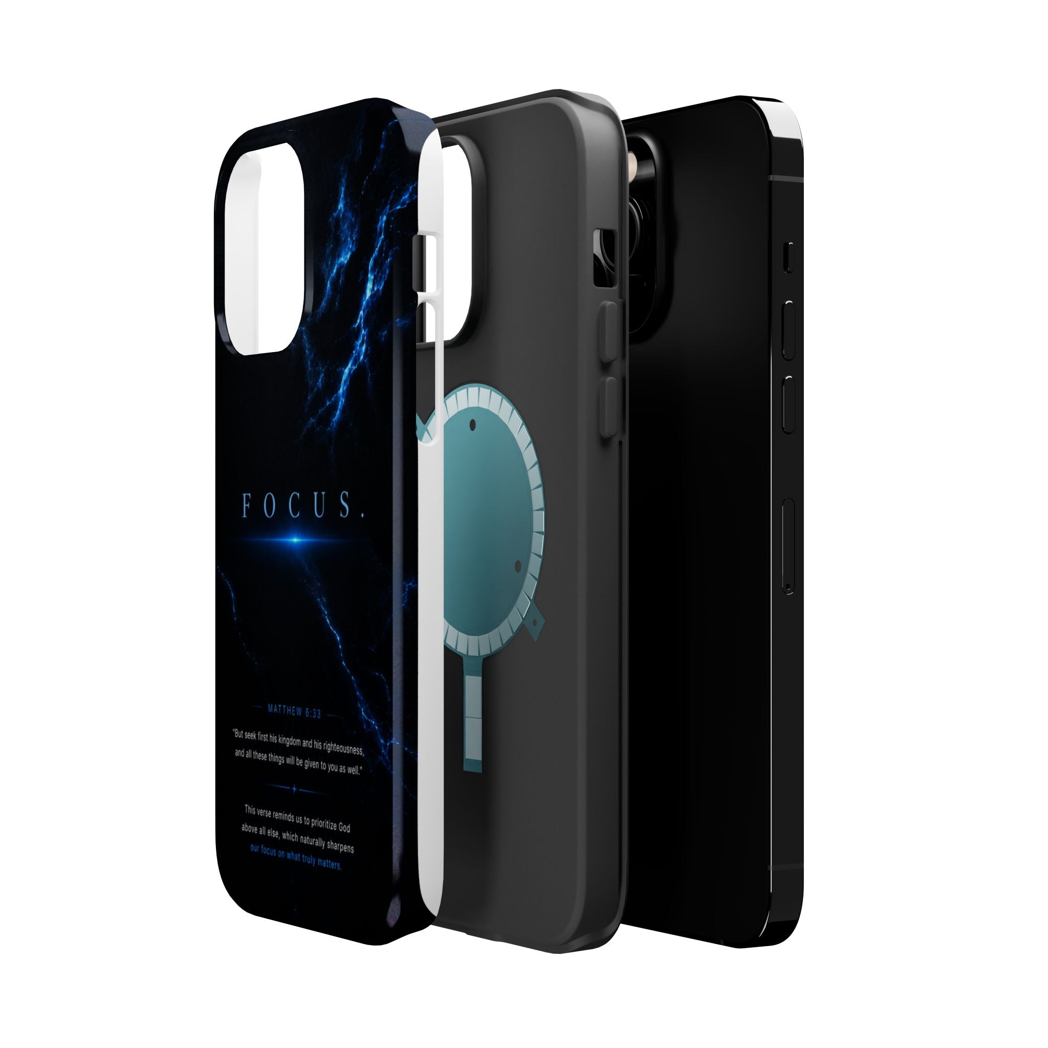 Phone Case for iPhone 17 / 16 / 15 / 14 Pro Max – Discipline | Black Marble Deep Blue | MagSafe Compatible