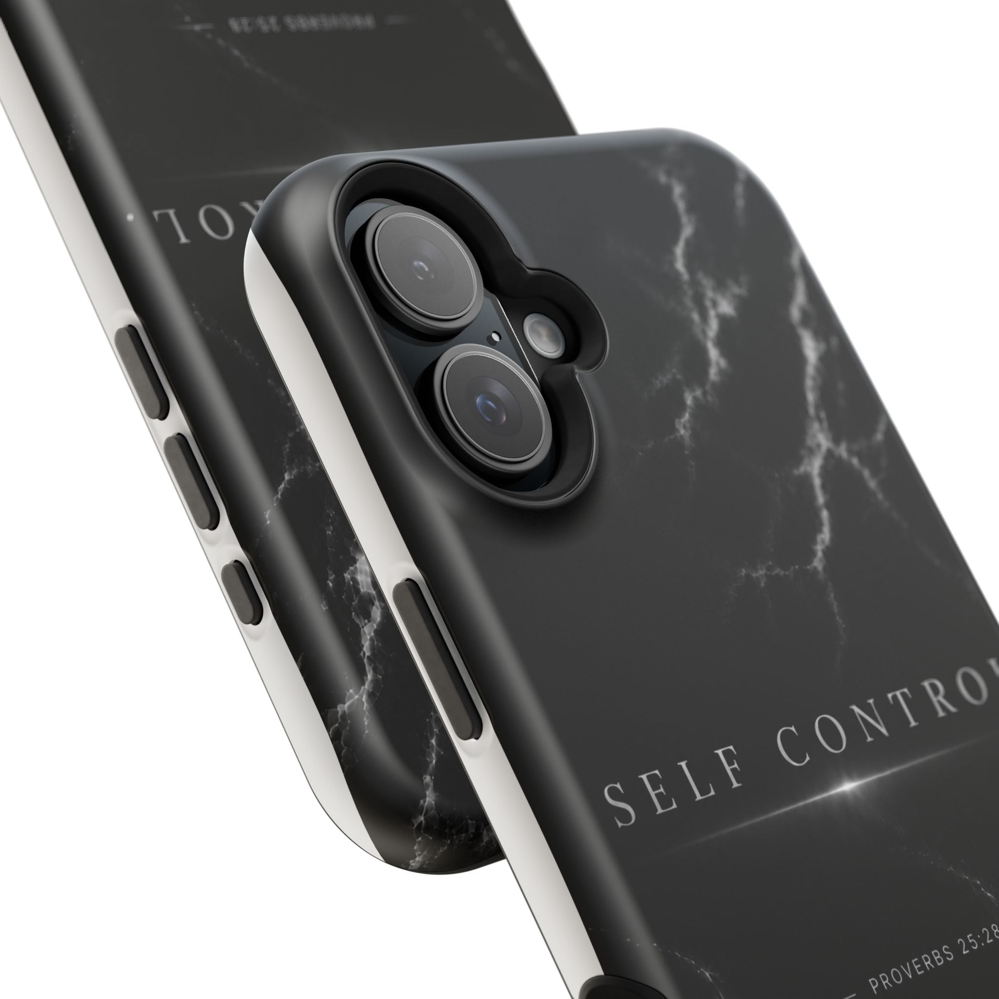 Phone Case for iPhone 17 / 16 / 15 / 14 Pro Max – Discipline | Black Marble Monochrome | MagSafe Compatible