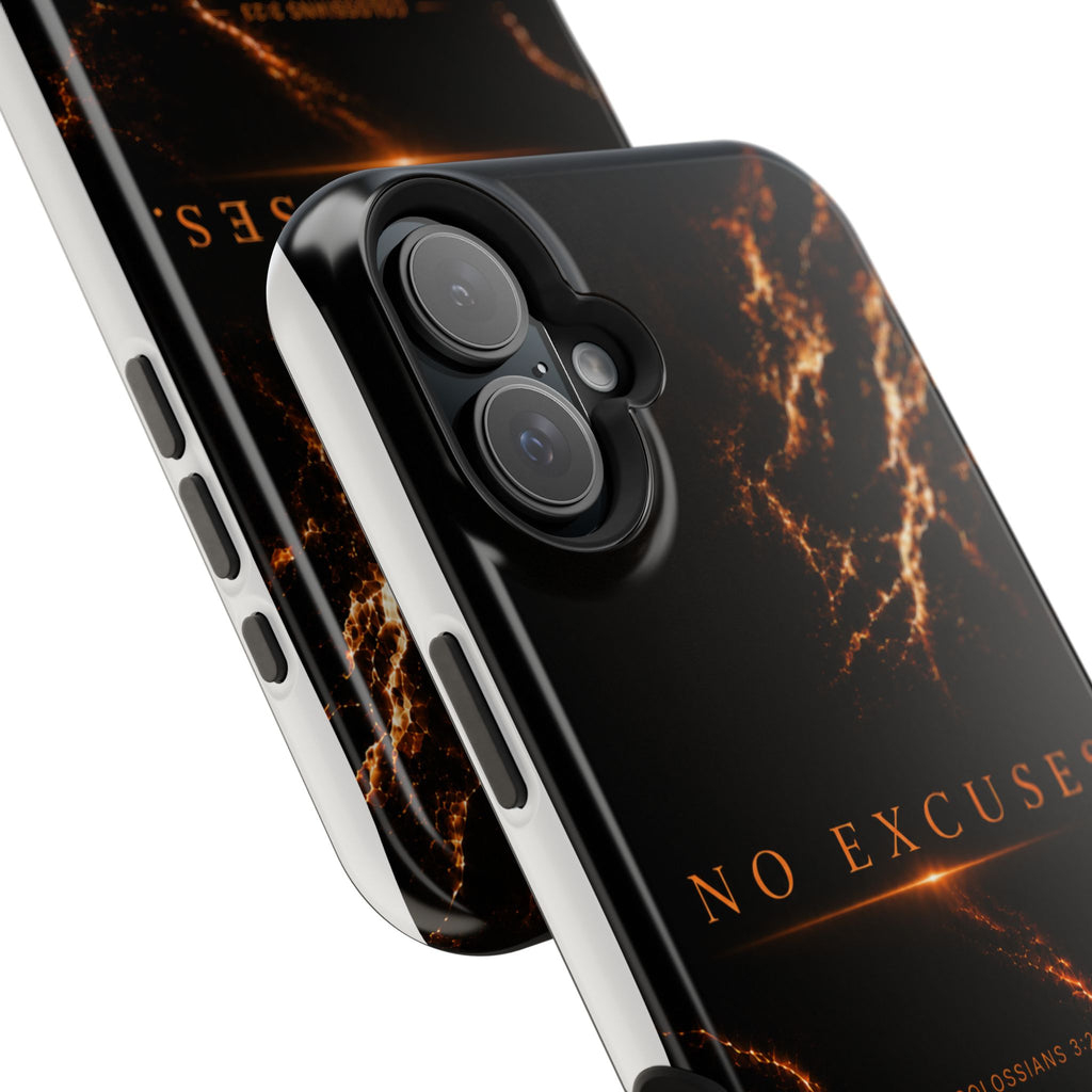 Phone Case for iPhone 17 / 16 / 15 / 14 Pro Max – Discipline | Black Marble Orange | MagSafe Compatible