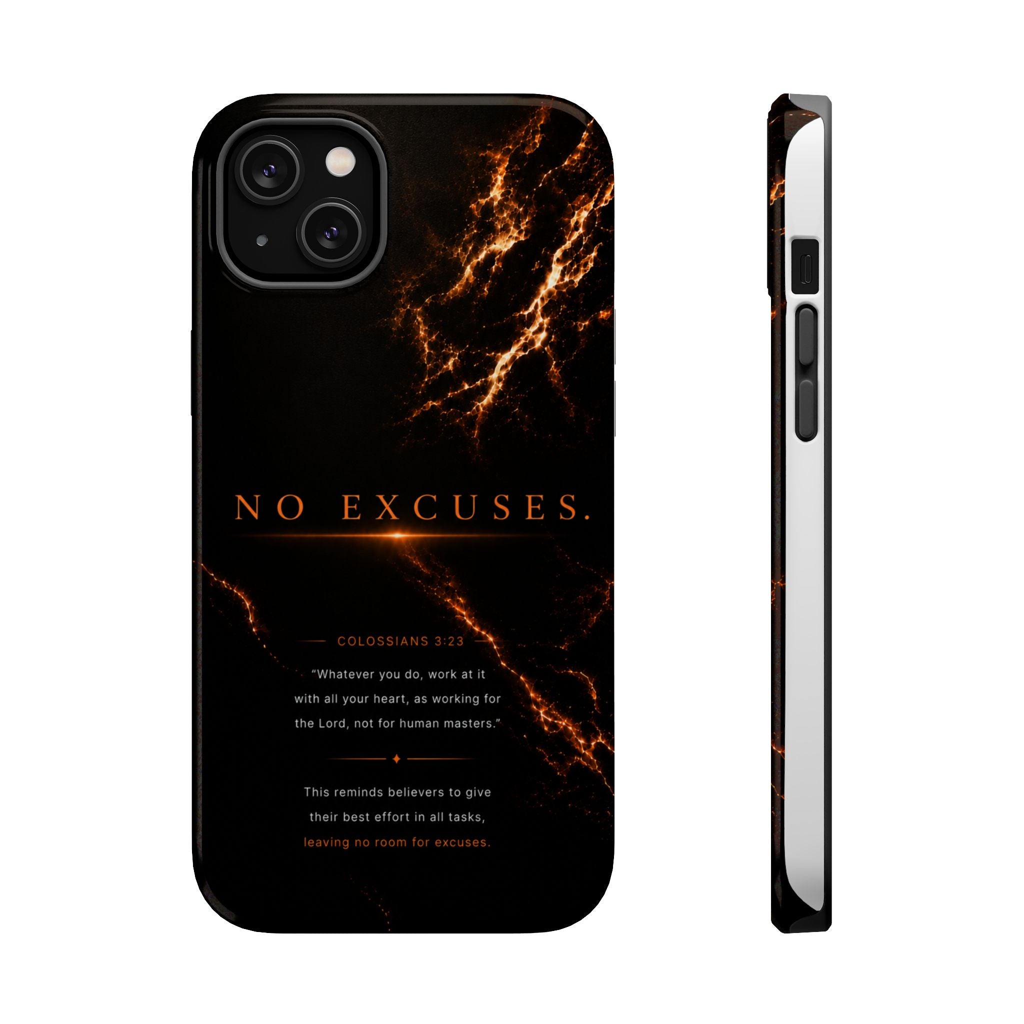 Phone Case for iPhone 17 / 16 / 15 / 14 Pro Max – Discipline | Black Marble Orange | MagSafe Compatible