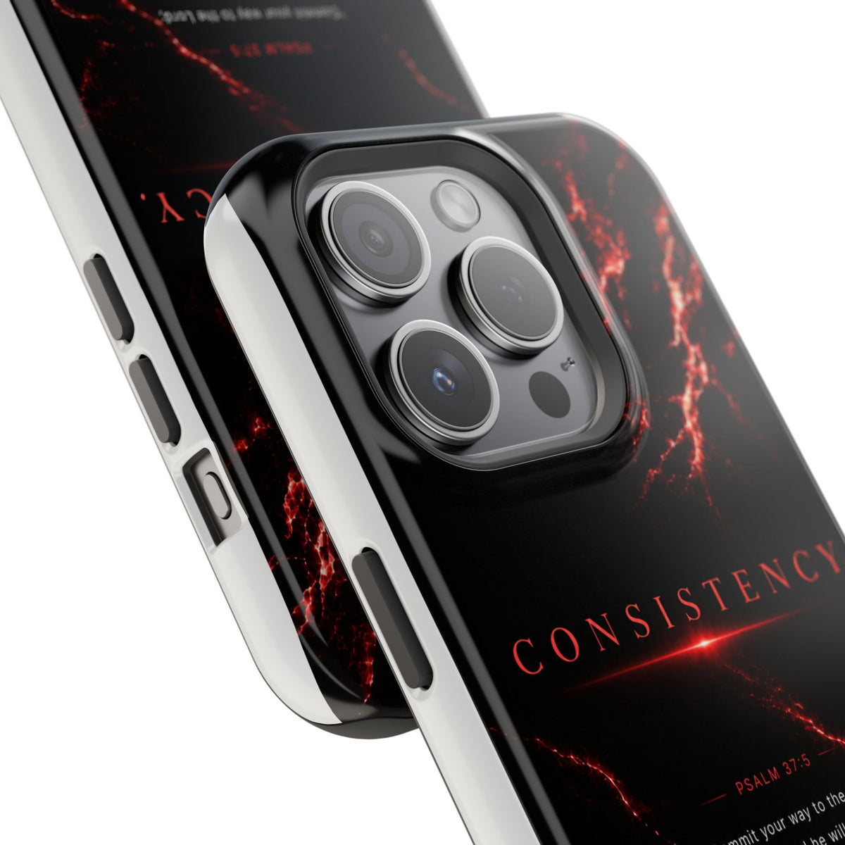 Phone Case for iPhone 17 / 16 / 15 / 14 Pro Max – Discipline | Black Marble Dark Red | MagSafe Compatible