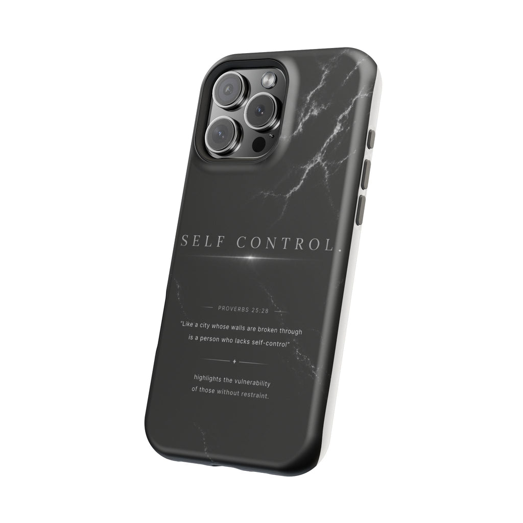 Phone Case for iPhone 17 / 16 / 15 / 14 Pro Max – Discipline | Black Marble Monochrome | MagSafe Compatible